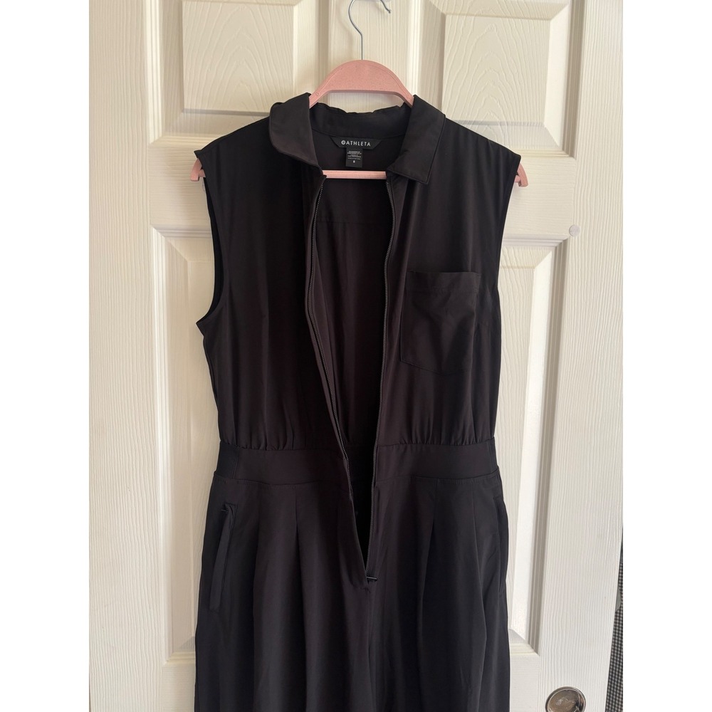 Athleta Brooklyn Sleeveless Wide Leg Utility Jumpsuit Black Zip Front  Size 8 - Picture 3 of 8